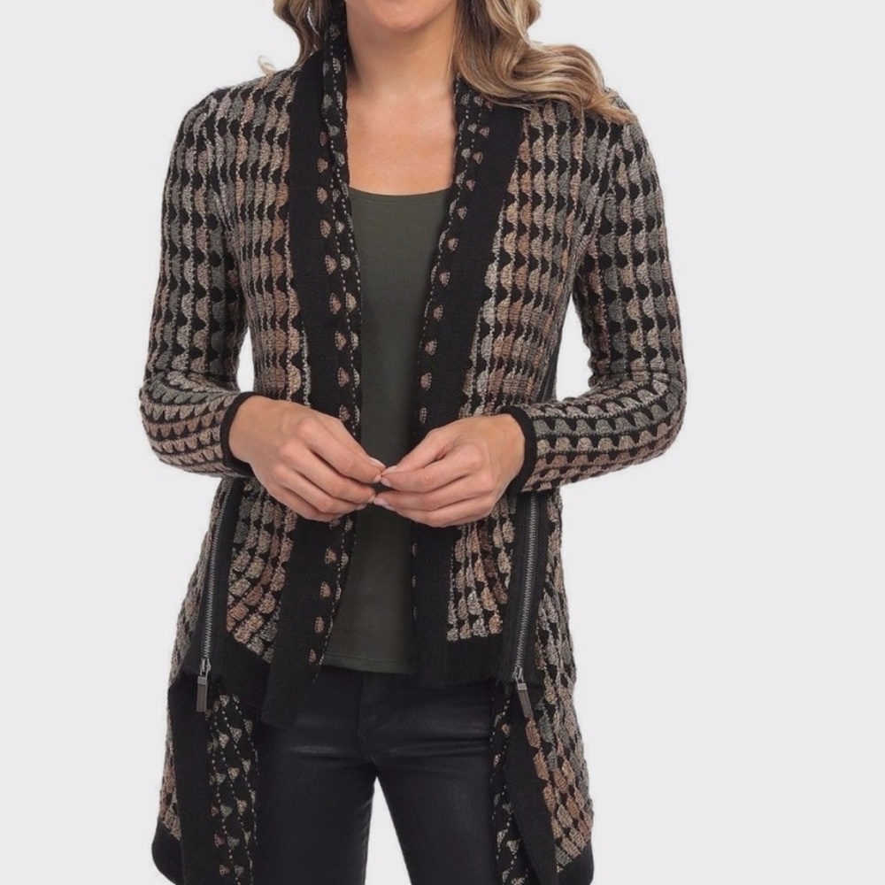 $220 Nic + Zoe Cardigan Patterns Knitted Reversible Sweater Size XXL Women’s